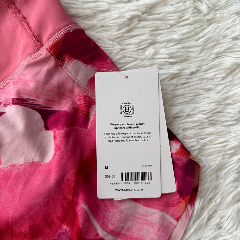Athleta Run With It 3.5" Running Shorts Pink Floral Print NWT M - Picture 7 of 11